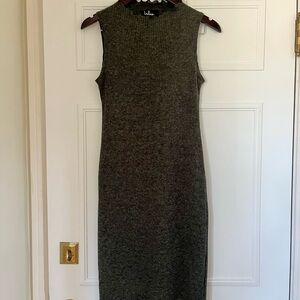 Lulu's Dark Gray Ribbed Knit Midi Dress